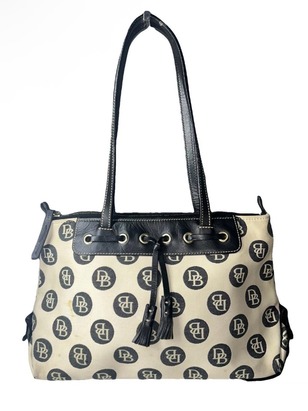 Dooney & Bourke Canvas Signature Satchel Bubble Dot Pattern